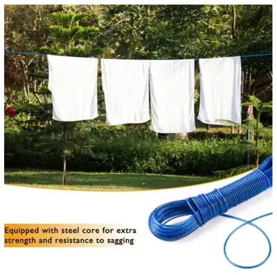 PVC-Coated Steel Wire Clothesline 20 M – Heavy Duty Metal Core Laundry Rope for Indoor & Outdoor Use