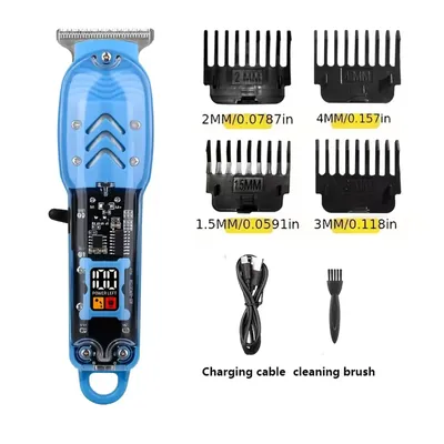 Daling FR-D-8268 Hair Clipper for Men with Transparent LCD Display, USB Rechargeable Cordless Trimmer, Professional Precision Blade Grooming Kit for Beard, Hair Cutting Machine for Home & Salon Use