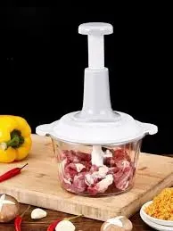 Manual Food Chopper and Vegetable Processor - Push-Down Garlic Mincer and Onion Dicer for Quick Kitchen Prep with Sharp Blades and Easy Cleanup