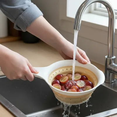 Plastic Handle Strainer – Multipurpose Kitchen Strainer for Washing & Draining Fruits, Vegetables, Rice & Pasta