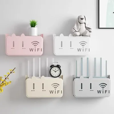 Wall‑Mounted WiFi Router & Cable Organizer Storage Box – Ventilated ABS Wall Shelf for Modem/Router/Extender