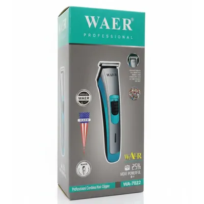 WAER WA-7022 Professional Cordless Hair Clipper – Rechargeable Beard & Hair Trimmer Machine with Powerful Motor