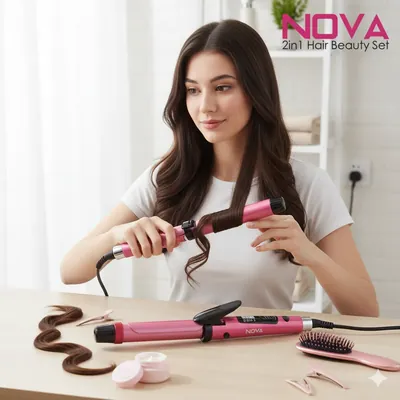 Nova 2-in-1 Hair Straightener and Curler - 26mm Ceramic Plate Styling Tool for Silky Straight & Bouncy Curls