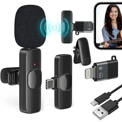 K8 Collar Wireless Microphone | Type-C Supported | Clear Voice Recording for Vlogging, Interviews & Live Streaming