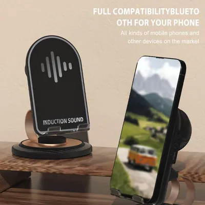 Multifunctional Mobile Stand with Sensor-Activated Bluetooth Speaker – Desk Mount Holder for Phones & Tablets