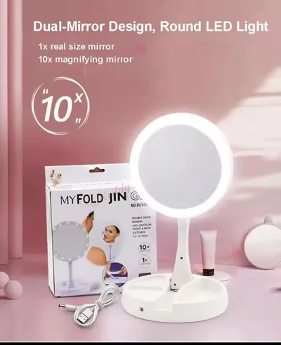 Portable LED Makeup Mirror with Light – 10X Magnification, Compact Travel Vanity Mirror