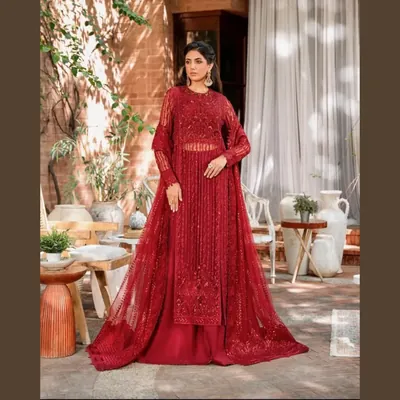 Akbar Aslam Luxury Net Embroidered Sequin Unstitched 3PC Dress | Party Wear 2025 Collection