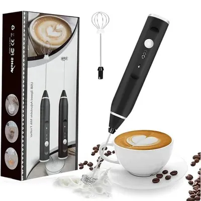 Rechargeable Electric Milk Frother Handheld Whisk - 3-Speed Coffee Frother with USB Charging for Latte, Cappuccino & Hot Chocolate