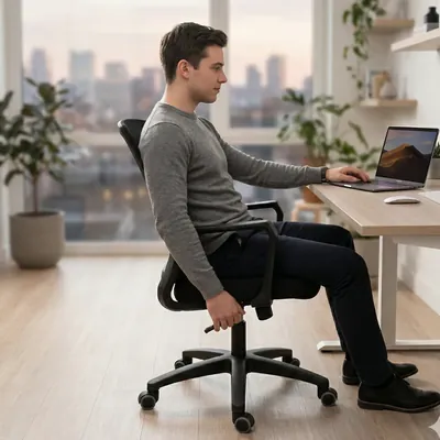 Arrow Model Chair Black Ergonomic Office Chair Stylish Comfortable Seating