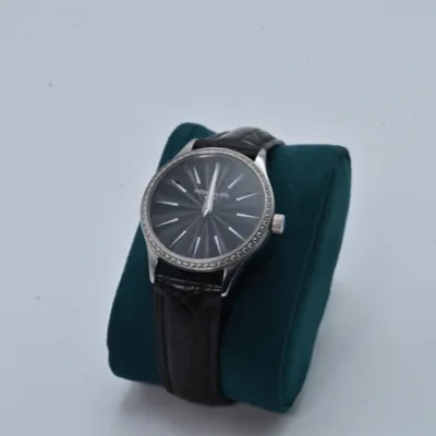 Patek Philips Diamond Bezel  Watch With Black  Leather Straps