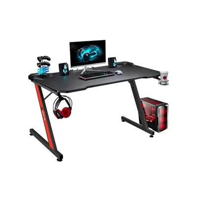 XTRIKE ME DK-02 ERGONOMIC COMPUTER DESK WITH HEADPHONE HOOK AND CUP HOLDER Z-SHAPED LEGS BLACK