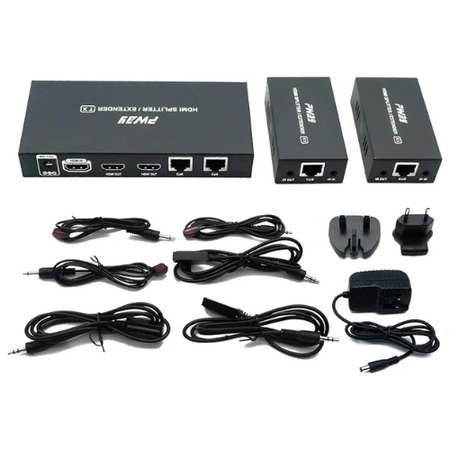 HDMI Extender Splitter Over Cat6 – 1x4 1080P HDMI Over Ethernet with IR Remote Support