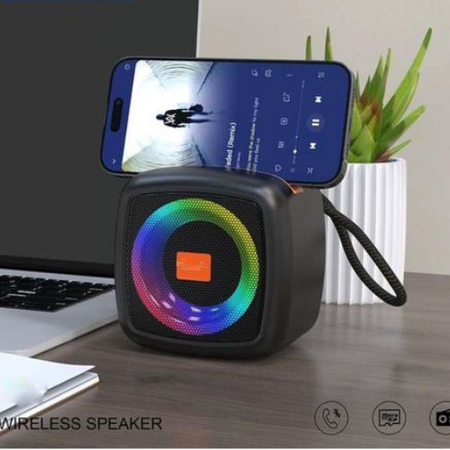 K911 Portable Bluetooth Speaker with RGB Lights & Built-in Phone Holder – Wireless Speaker with Deep Bass, Multi-Mode Playback & Long Battery Life