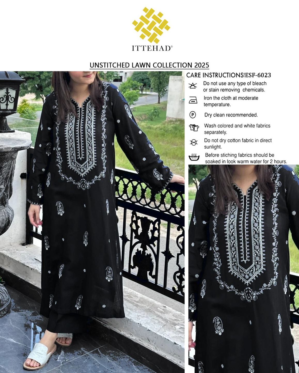 Embroidered Lawn 3Piece Suit by ITTEHAD New Arrival Summer Lawn Collection 2025 Premium Airjet Fabric