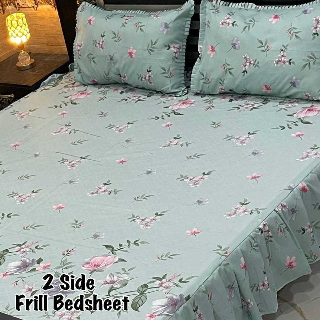Pastel Meadow 2-Side Frill Bedsheet with Delicate Floral Print