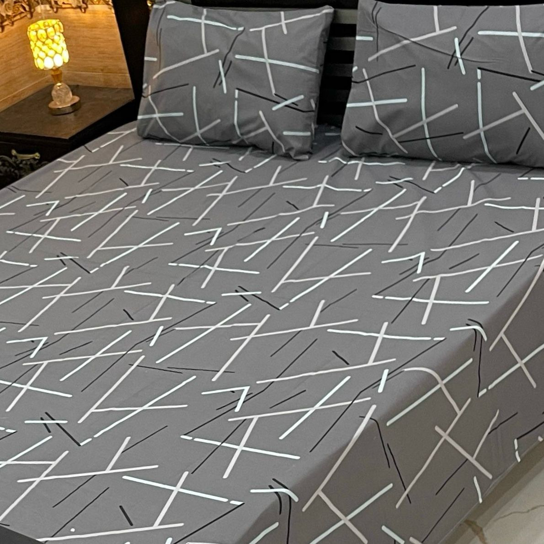 "100% Cotton 3-Piece Modern Abstract line pattern Bedsheet"
