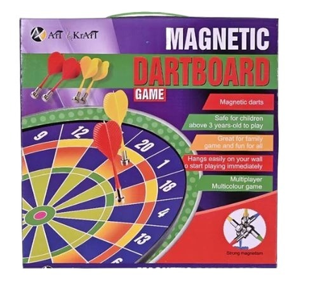 Art & Kraft Magnetic Dartboard Game Set with Safe Darts for Family Fun