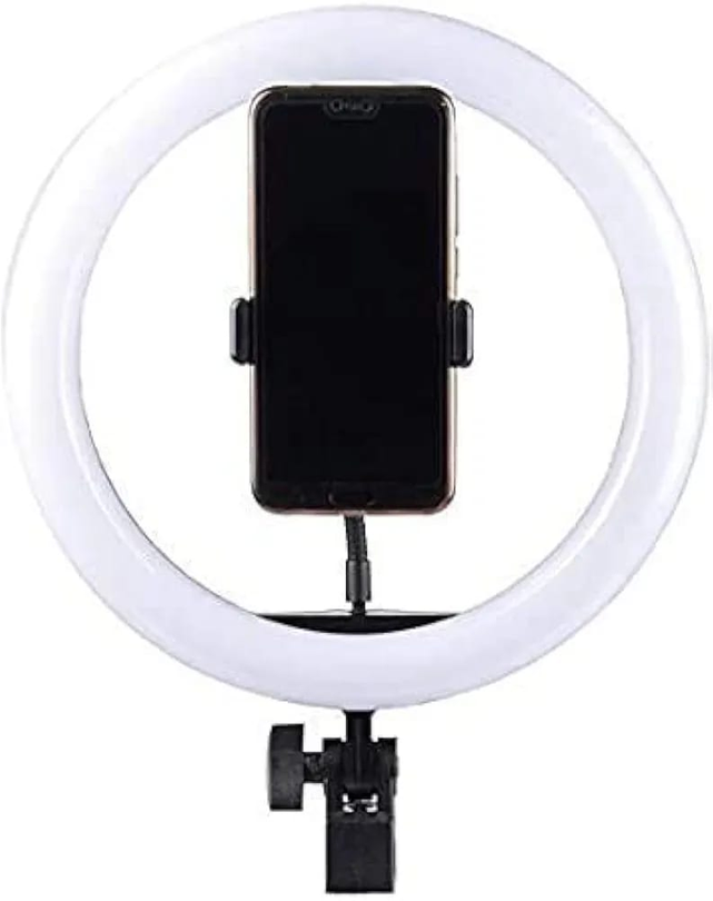 Versatile LED Ring Fill Light with Flexible Phone Holder for Vlogging & Makeup