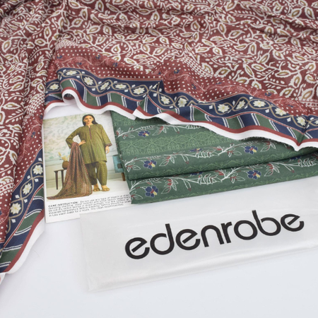 EDENROBE 2025 Luxury Digital Printed Lawn Suit – Premium 3 Piece Set with Voil Dupatta and Trouser