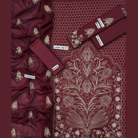 Premium Embroidered Lawn 3PC Suit for Summer 2025 – By Bareeze | 90/70 Lawn with Bamber Dupatta.