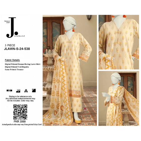Junaid Jamshed Vol.1 3PC Lawn Suit with Cutwork Dupatta