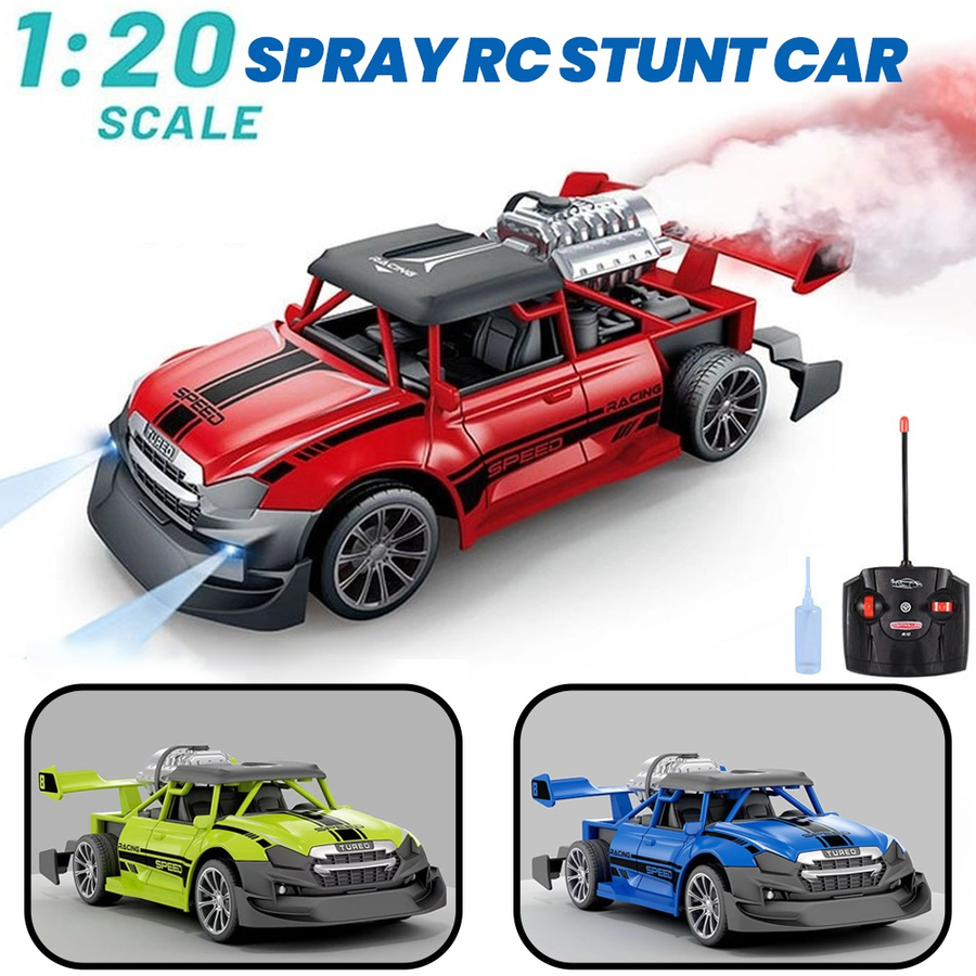 Grand Spray Racing Car Toy - Bump & Go Action with Dazzling 3D Lights, Music & Rear Mist
