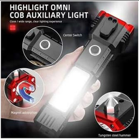 5W LED Emergency Flashlight with Window Breaker, Seatbelt Cutter, and Power Bank