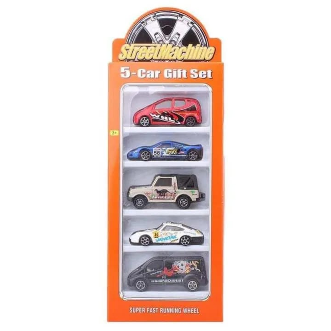 Pack of 5 – PT2006 Street Machine Die-Cast Dinky Car Toy Set – Multicolor Mini Vehicles for Kids – Free Wheel Metal Toy Cars for Imaginative Play – Gift Pack for Boys & Girls.