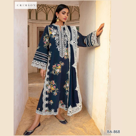 Crimson Embroidered Lawn 3PC Suit - Premium Summer Collection 2025 | Code BA851