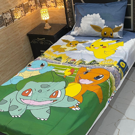 High-Quality 4PC Export Cotton Single Pair Bedsheet Set – Pure Cotton Fabric with Pillow Covers for Everyday Comfort.
