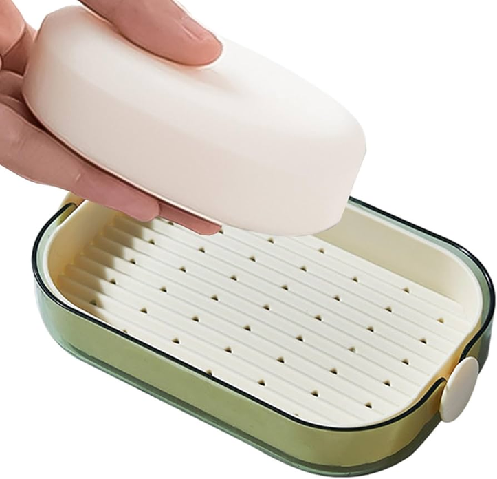 Double Layer Soap Dish with Drainage - Self-Draining Soap Holder for Shower & Sink