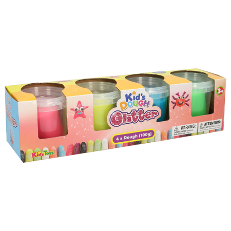 Kid's Dough Glitter Set – 4 Pack of Sparkly Modeling Dough (56g Each) – Creative Fun for Kids Ages 3+