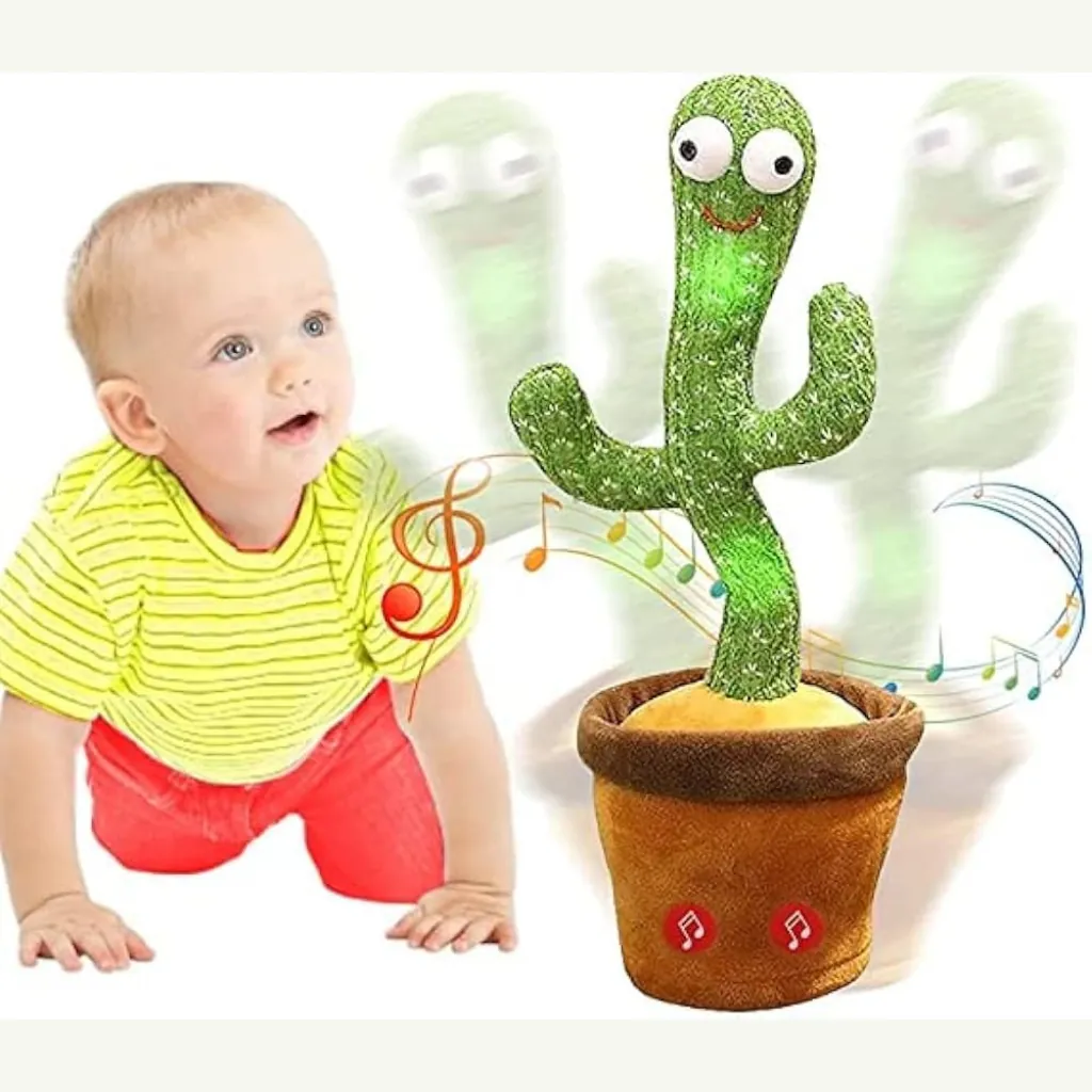 Interactive Dancing & Singing Cactus Toy with LED Lights - Talking Repeat & Recording Fun for Kids