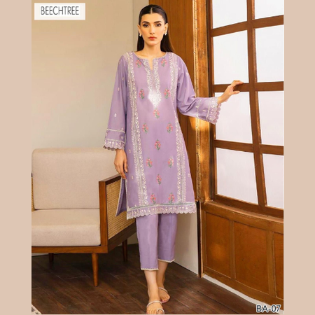 Elegant Embroidered Lawn Suit with Designer Dupatta and Trouser Patch – Premium 3PC Summer Collection.