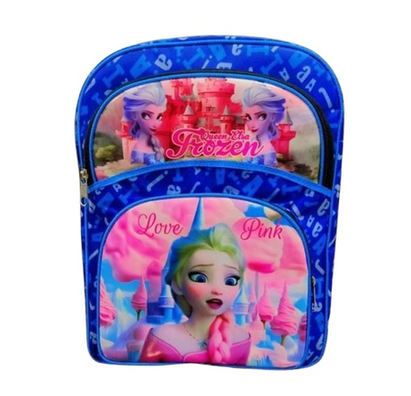 Frozen Theme Kids School Backpack bag – Blue & Pink Cartoon Bag for Girls