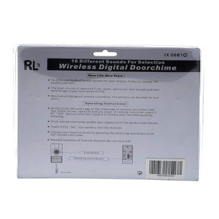 RL Advanced Wireless Remote Doorbell-3920 – Stylish, Versatile & Interference-Free
