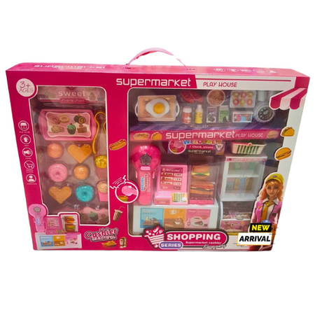 Supermarket Playhouse Set for Kids – Complete Grocery Store & Cashier Toy with Scanner, Trolley & Accessories