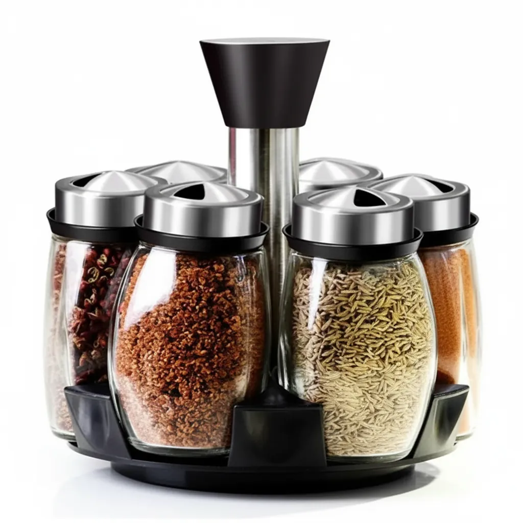 Rotating 6-Jar Spice Rack Organizer