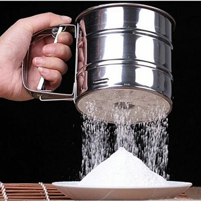 Stainless Steel Handheld Flour Sifter with Crank Handle