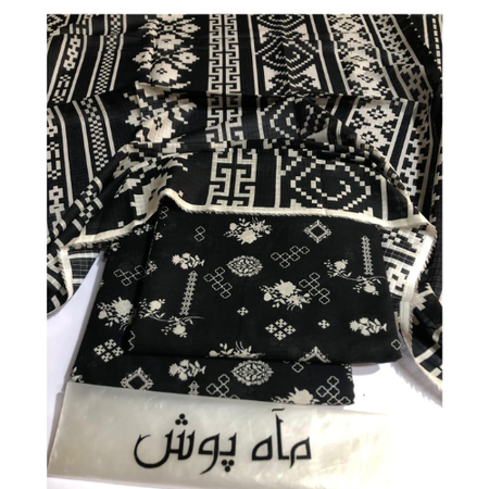 MAHPOSH 3PC Printed Lawn Suit with Voile Dupatta – Unstitched Summer Collection