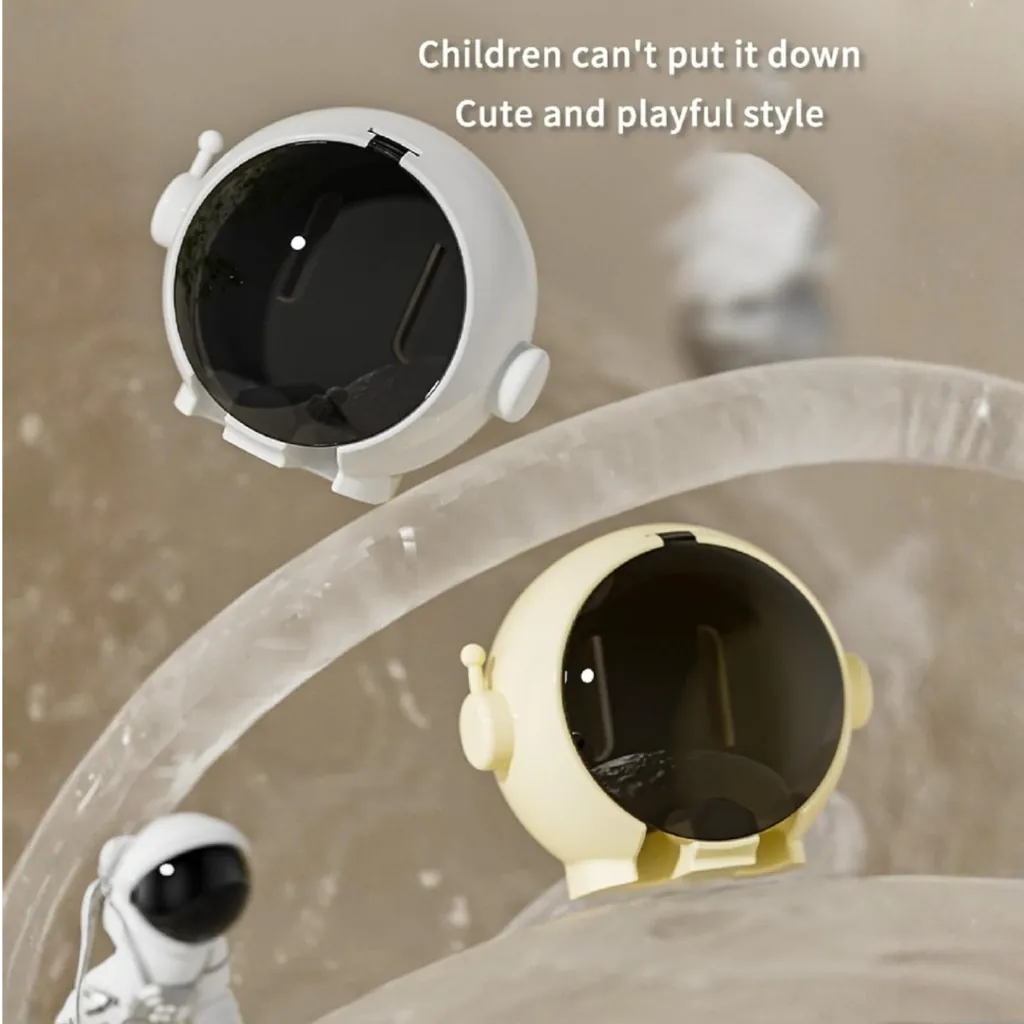 Astronaut Cartoon Toothbrush Holder – Wall Mounted No-Drill Rack for Electric & Manual Toothbrushes