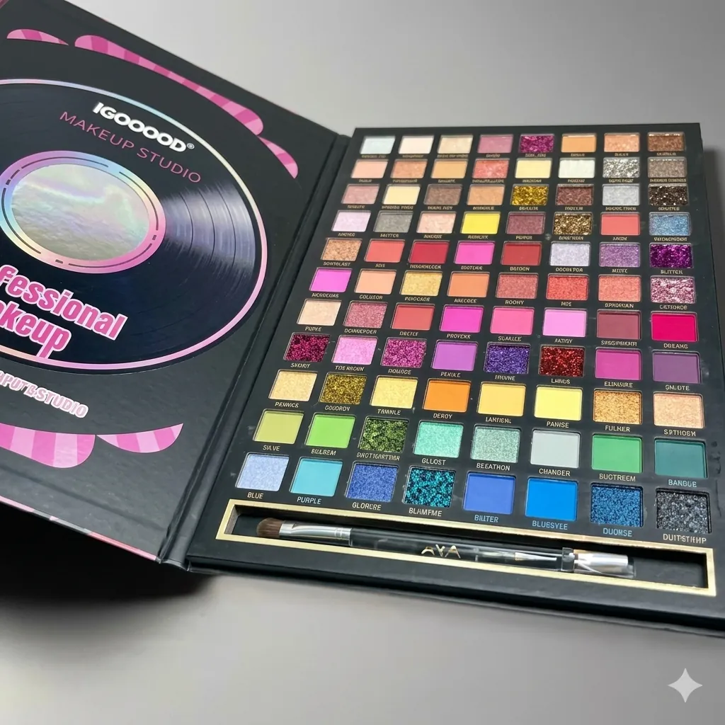 Lovely Story 100+ Colors Mega Eyeshadow Palette – Vinyl Record Edition with High-Pigment Matte, Shimmer & Glitter Shades.