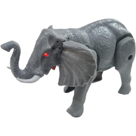 Walking Elephant Toy with LED Eyes, Sound Effects, and Moving Trunk Realistic Animal Action Toy for Kids