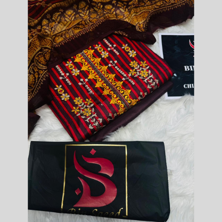 Bin Saeed New Lawn Volume 2025 – Unstitched 3 Pc Embroidered Suit