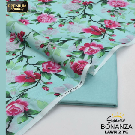 Bonanza 2 Pc Original Lawn – Printed & Dyed Design Combo