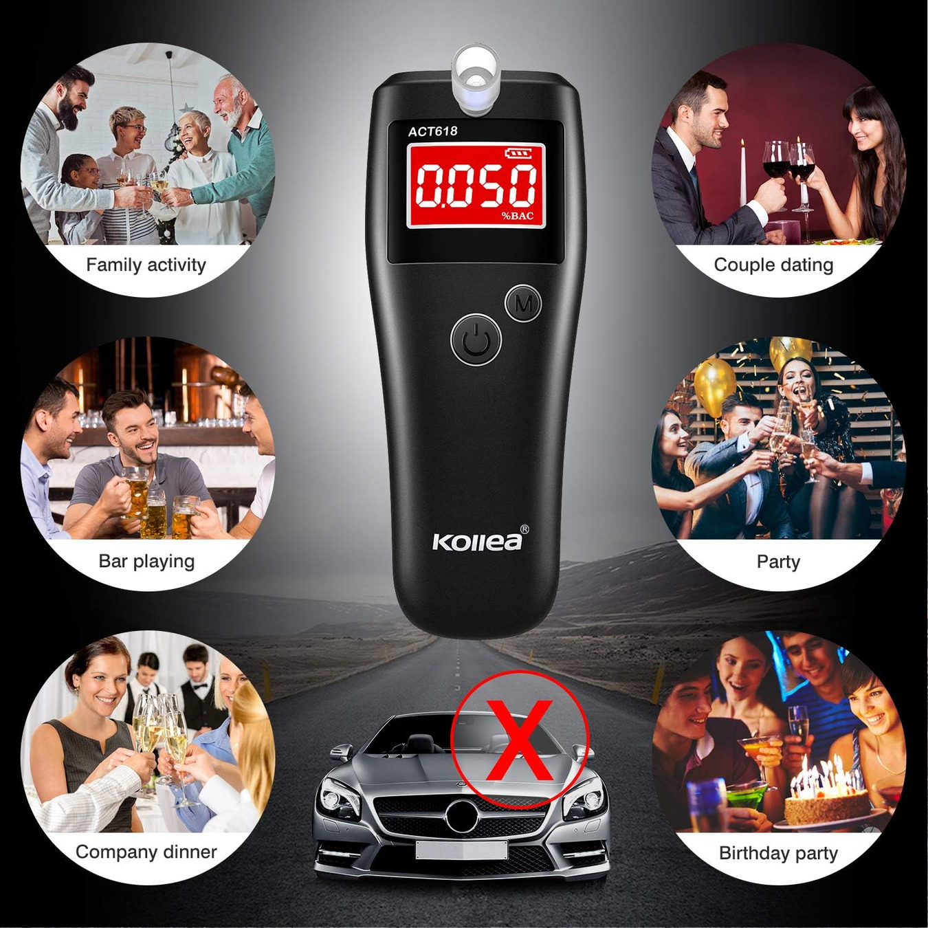 Kollea Alcohol Tester Accurate & Portable Breathalyzer for Safe Driving