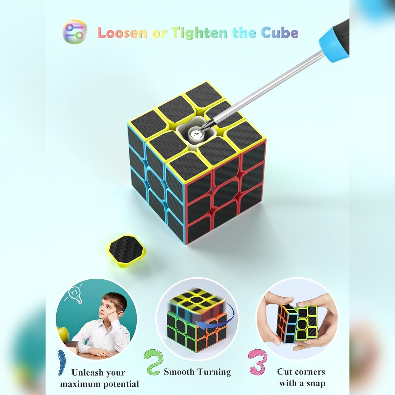 Colorful 3x3 Magic Cube Puzzle Game for Kids & Brain Training (Ages 6+ )