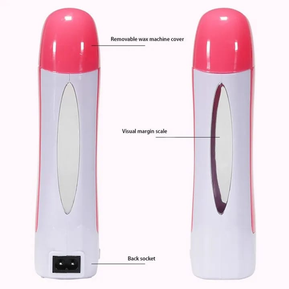 Complete Roll-On Waxing Kit with Wax Warmer, Refill, and Strips for Hair Removal