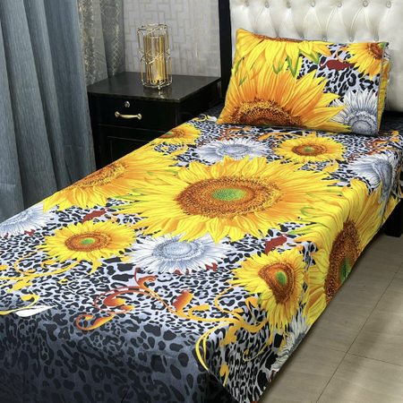 4Pc Crystal Cotton Single Bed Sheet Set – Soft & Durable Bedding Combo