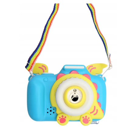 Dinosaur Bubble Camera Toy for Kids Fun Bubble Blower with Lights & Sounds – Includes Bubble Solution & Strap Perfect Gift for Ages 3+